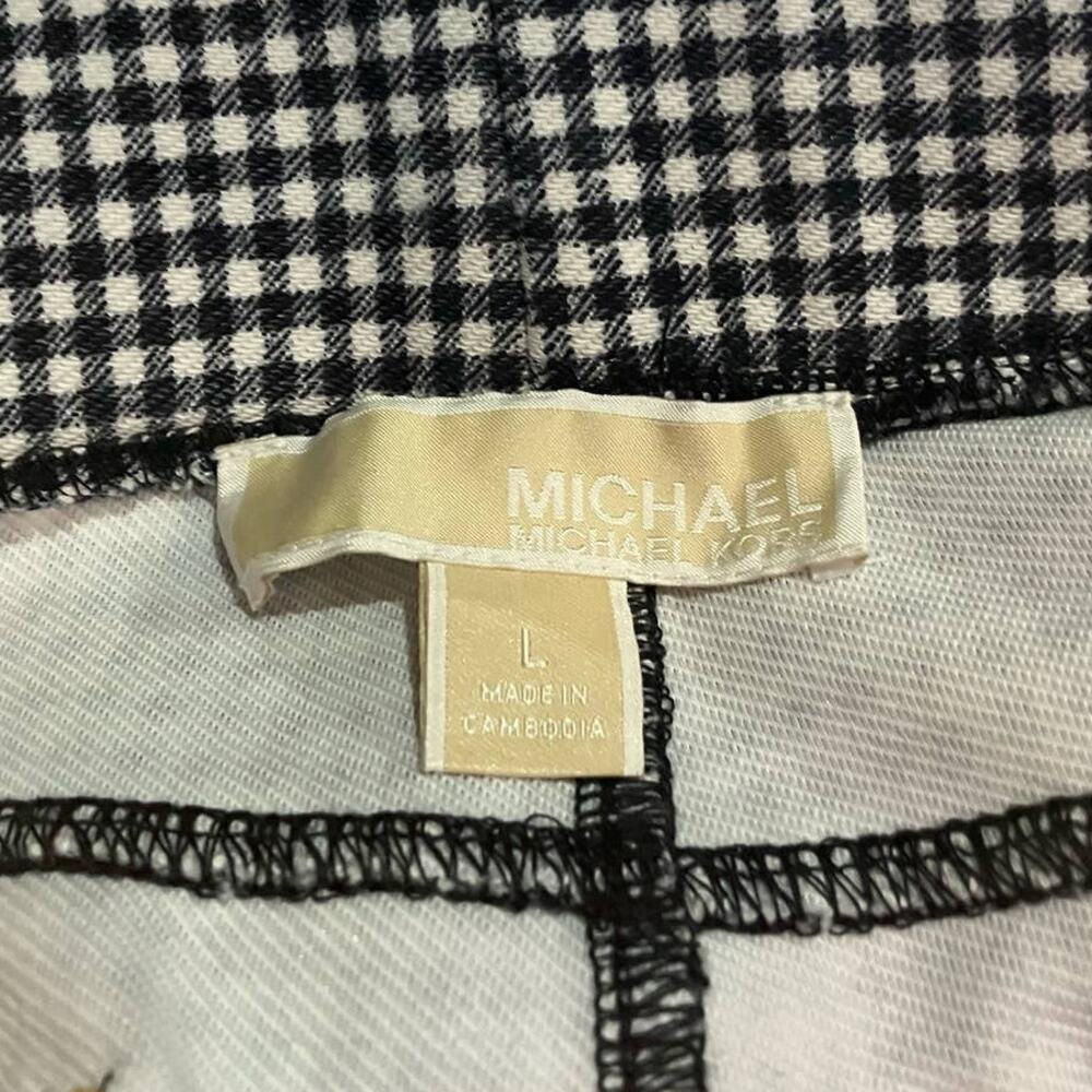 Michael Kors Womens Navy/White Checkered Skinny Pull-On High-Rise Pants | Size L - Picture 9 of 10